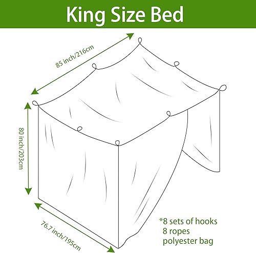 Miniatura 10 de Aventik EDSRDLUZ - 400 mallas finas mosquiteras de lujo para camas individuales a king, 2 aberturas laterales y 8 bucles para colgar, forma