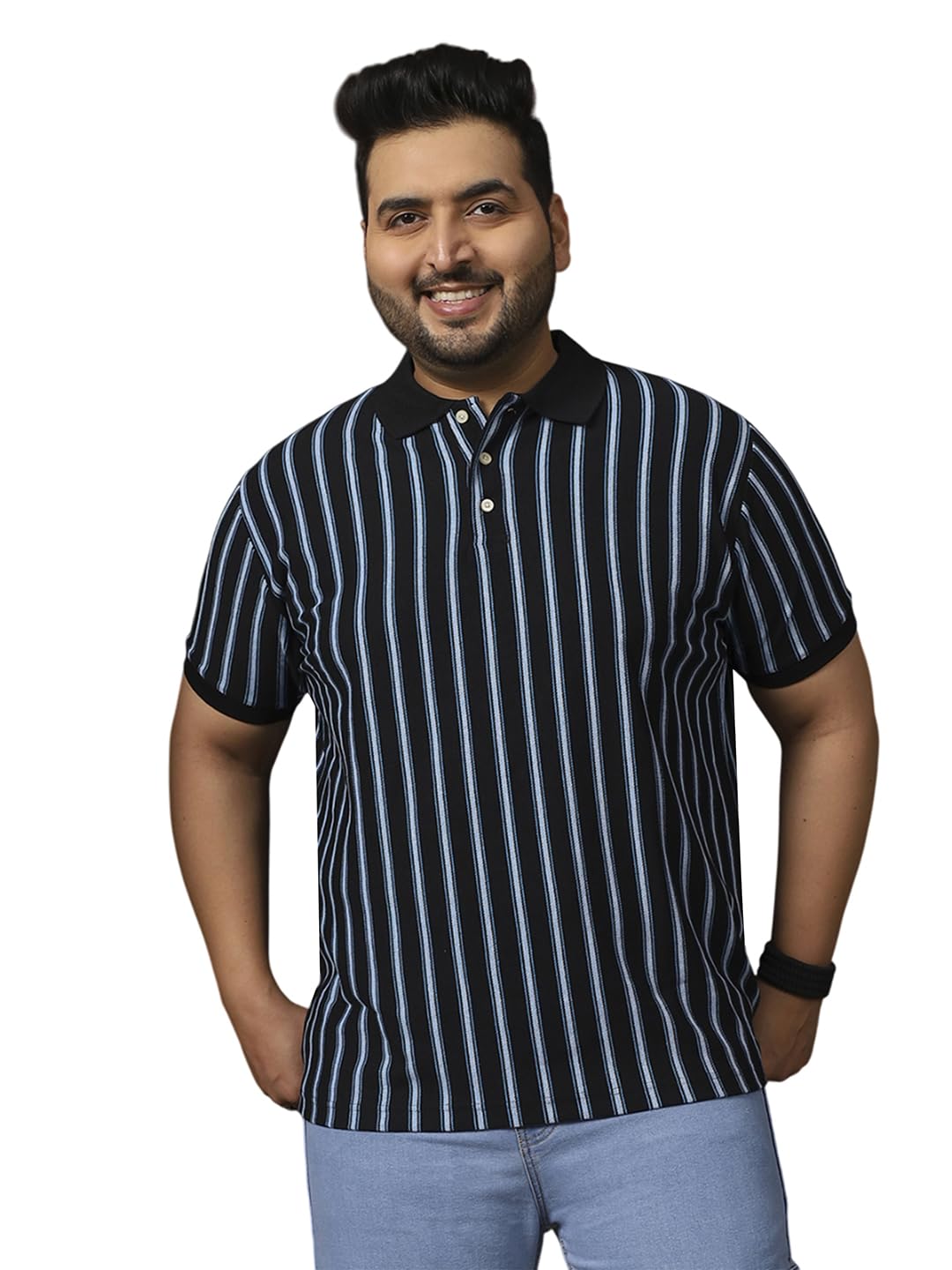 bigbanana Men's Plus Size Striped Multi Half Sleeve Polo Tshirt-picture-29