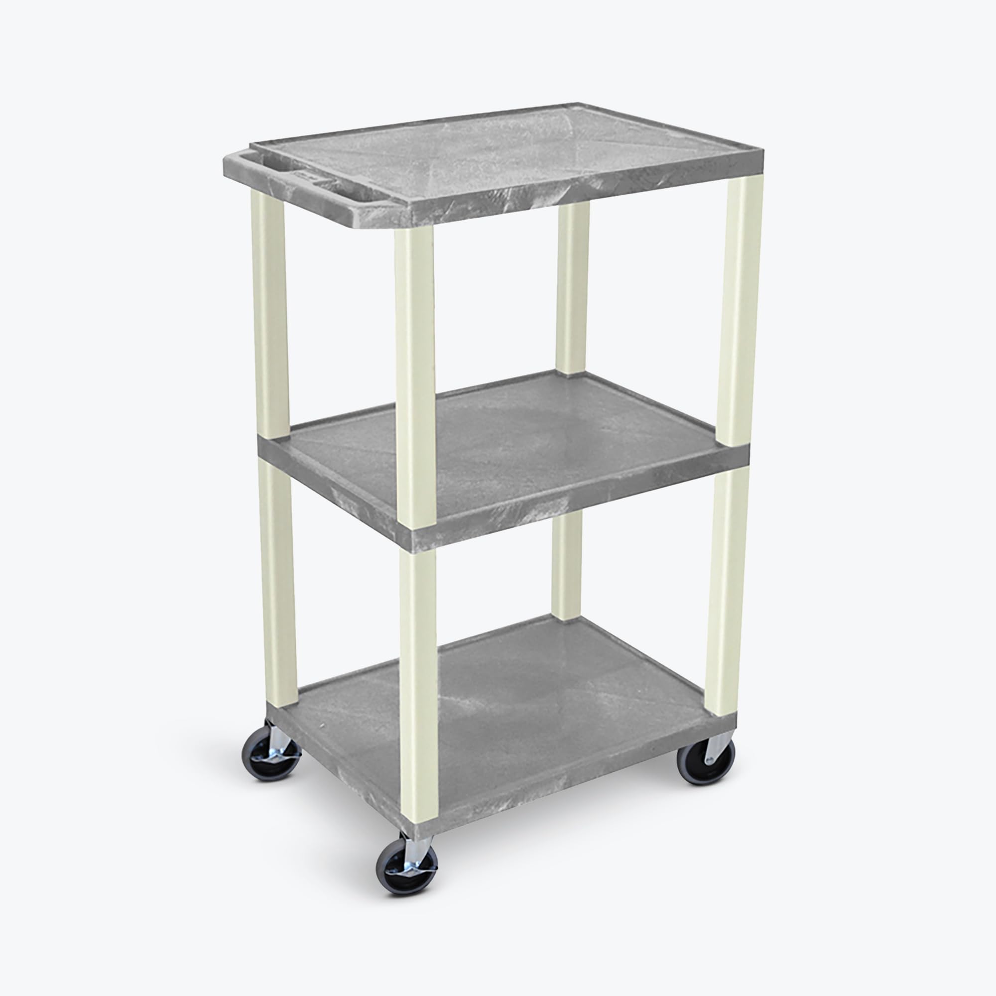 FSE 373-UCPL1GY 42" H 3-Shelf Utility Cart - Gray Shelves, Putty Legs