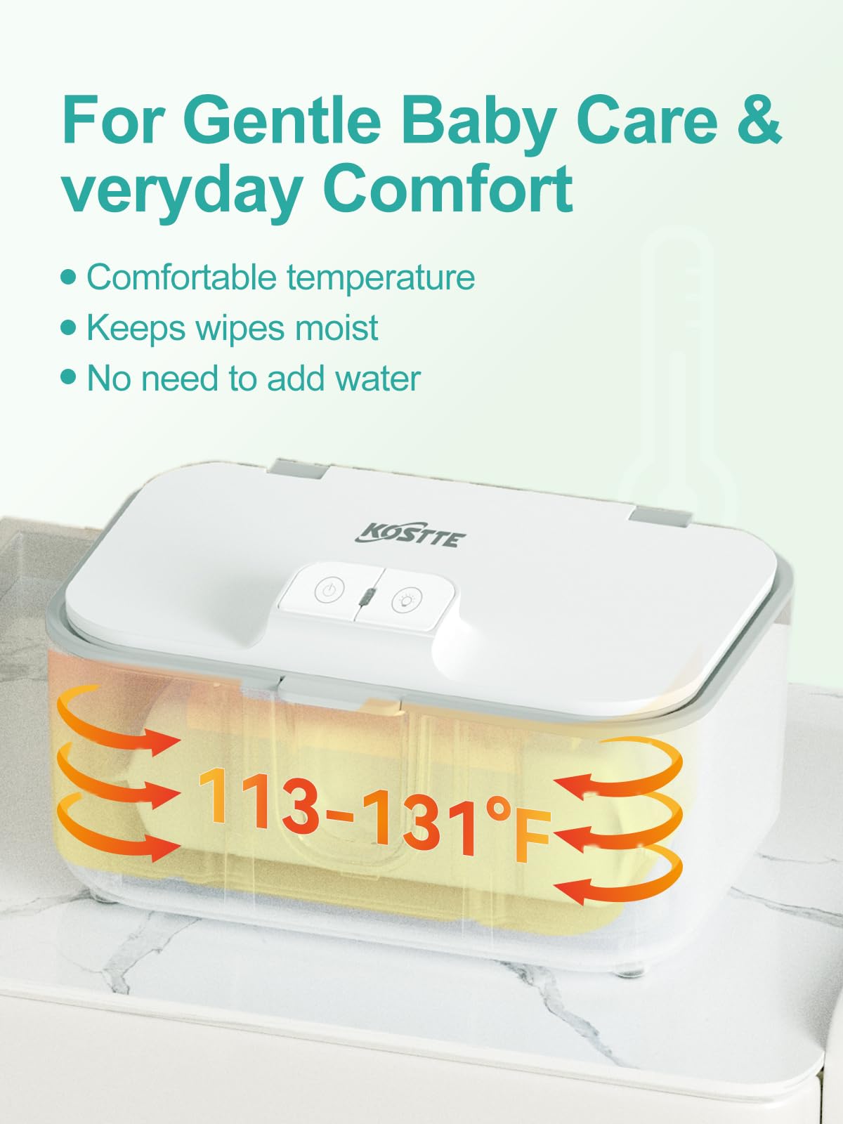 Chauffe-lingettes pour bébé, distributeur de lingettes de grande capacité, chauffe-couches chauffant avec veilleuse, interrupteur marche/arrêt, blanc