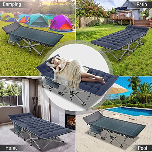Aboron Folding Camping Cot W/Mat For Adults, Heavy Duty Outdoor Bed With Carry Bag,1200 D Layer Oxford Travel Camp Cots #TOP4
