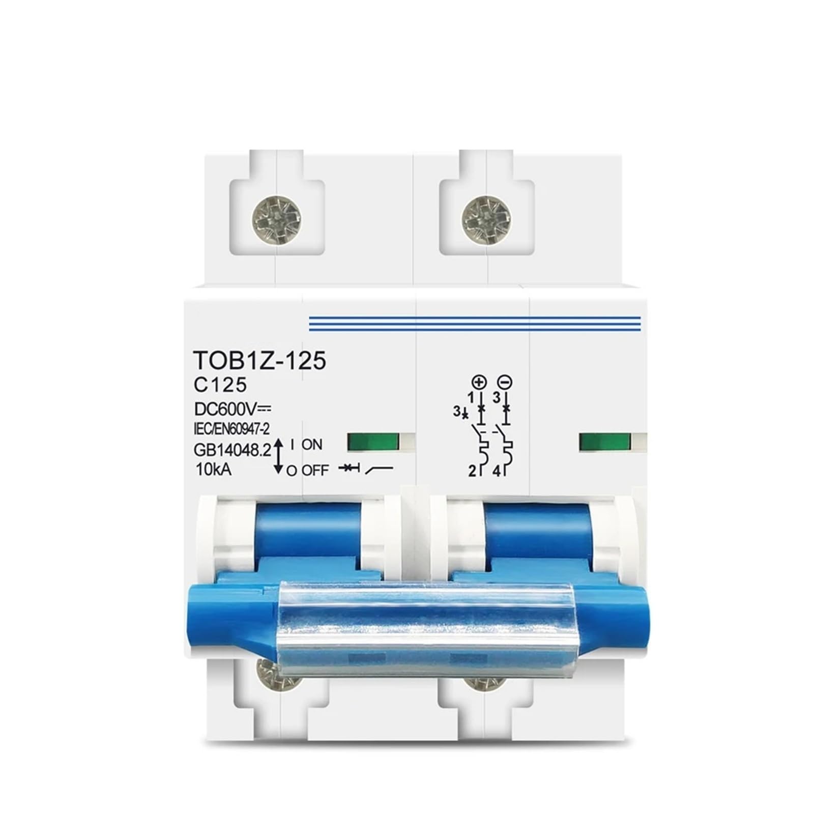 Disyuntor MCB 2P CC 600V 80A con Curva C e Interruptor principal de batería para carril DIN 5