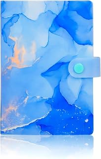 Receipt Coupon Organizer 104-Pocket Small Accordion Binder 6.7X4.8, Ideal for Cards, Bills & Docs Storage - Marble Blue