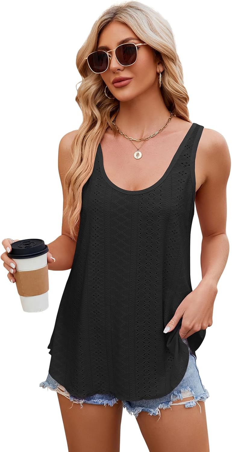 VUTRU Women's Sleeveless Eyelet Square Neck Tank Top - Image 2