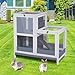 2-Story Guinea Pig Cages Wooden Indoor Rabbit Hutch Hamster Cage with Openable Roofs, Removable Tray and Wide Ramp, Small Animal Habitats for Hamsters, Guinea Pig, Ferrets, Hedgehog