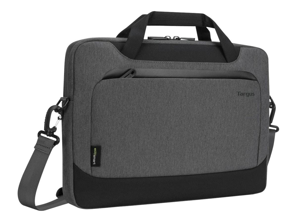 Targus TBS92602GL Funda Delgada de 14" Cypress con Ecosmart, Funda con Correa de Hombro y Asas, Funda para Ordenador Hecha con Botellas de plástico Reciclado – Gris