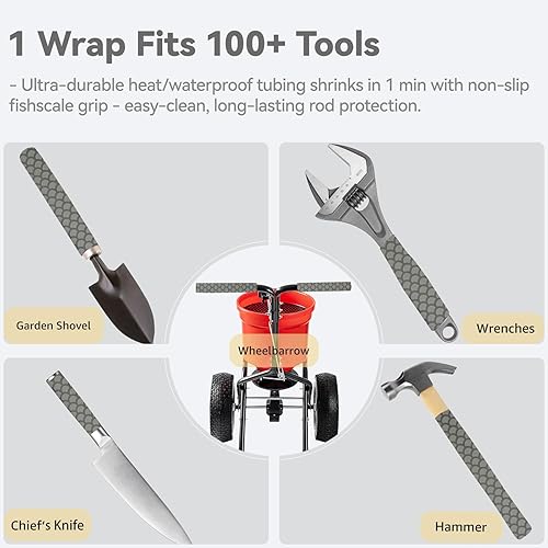 Miniatura 6 de Varilla retráctil con patrón de escamas de peces para hockey, béisbol, fácil de instalar, de larga duración (1.378 in de diámetro x 5.2 ft de largo,