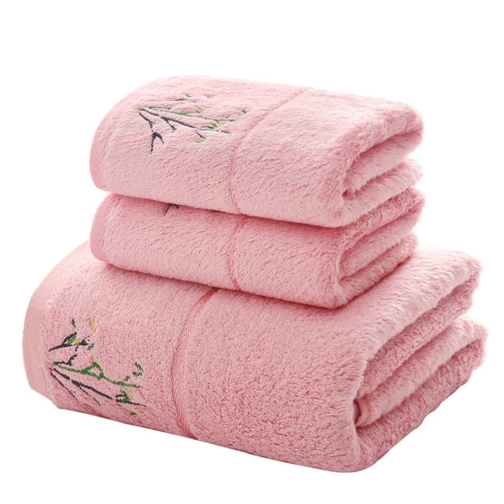 Fiber Embroidered Face Towel Strong Absorbent Floral Print Home Bathroom Soft Towel