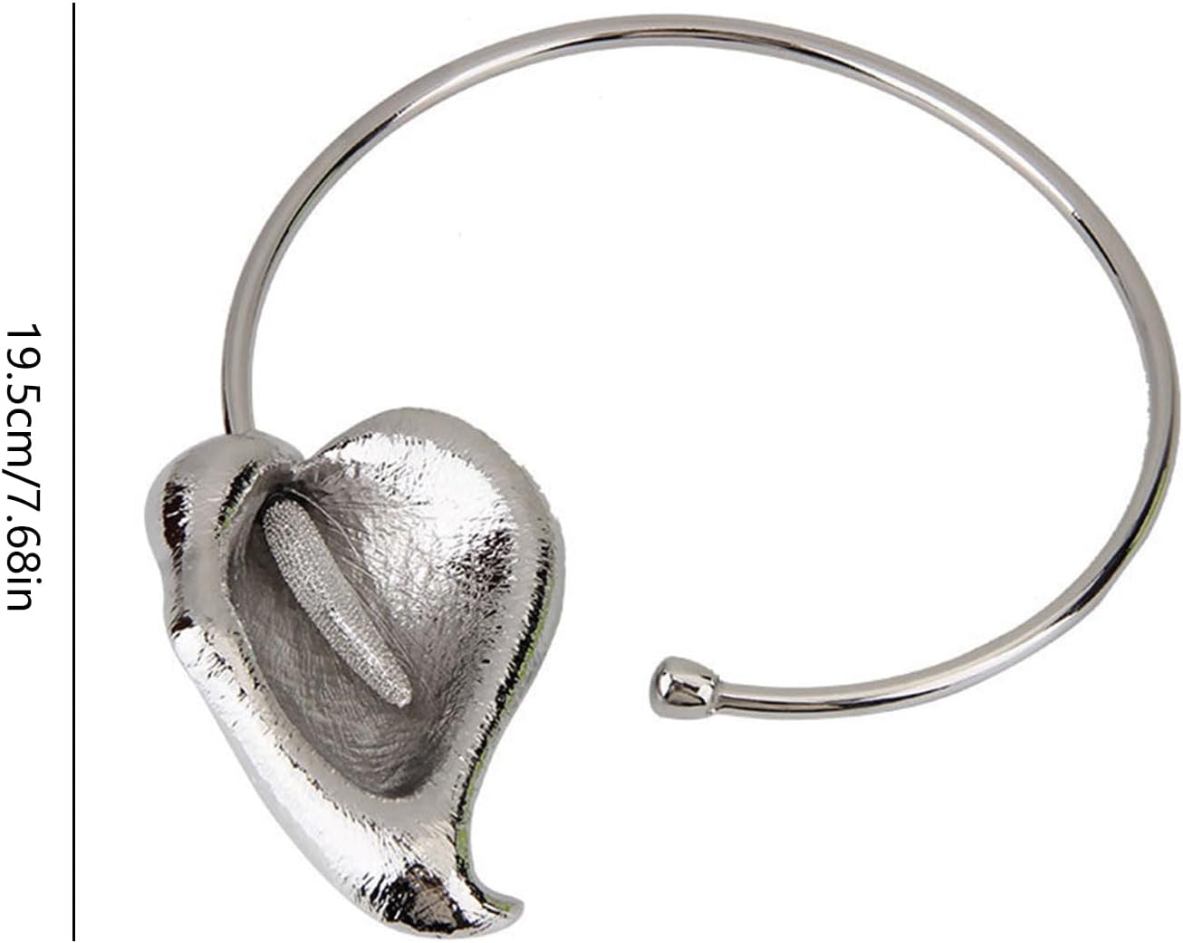 Exaggerated Pleated Metal Open Choker Necklace Stylish Metal Flower Choker Necklace Women's Party Neckchain Accessory, Silver - Image 3