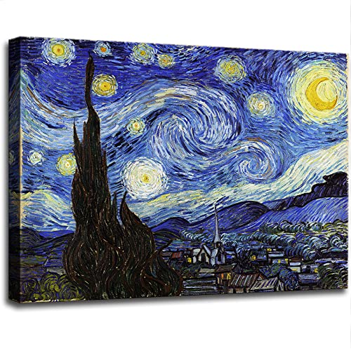 dgbtcart Starry Night, Vincent Van Gogh Canvas Wall art, Classic Paintings Reproduction Pictures Poster, Abstract Artwork Prints for Home Decor 16" x 24"
