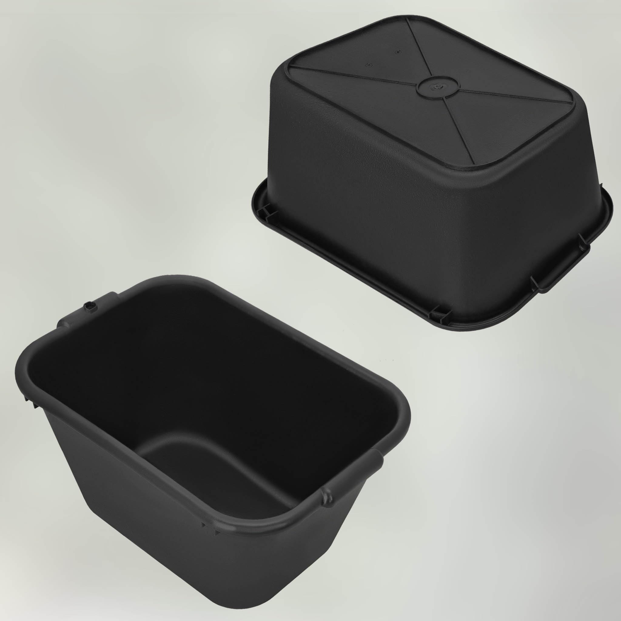KOTARBAU® Cubo Rectangular para mortero, 55 L, Negro, Plástico Resistente, Depósito, Barreño, Tanque, Contenedor de Agua para riego, Cubo de construcción para Mezclar Cemento, Recipiente Universal