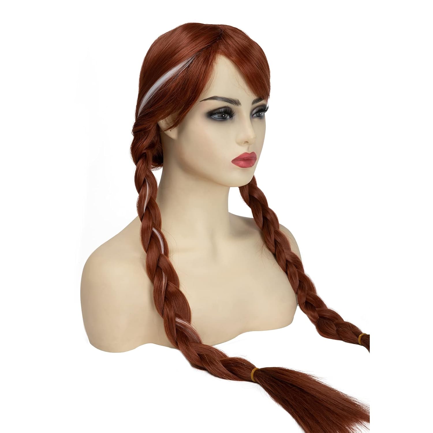 SARLA Women's Long Braided Auburn Wig Straight 30 Inch Synthetic Pigtail Hair for Cosplay Party Halloween Costume Adult Size - Image 4