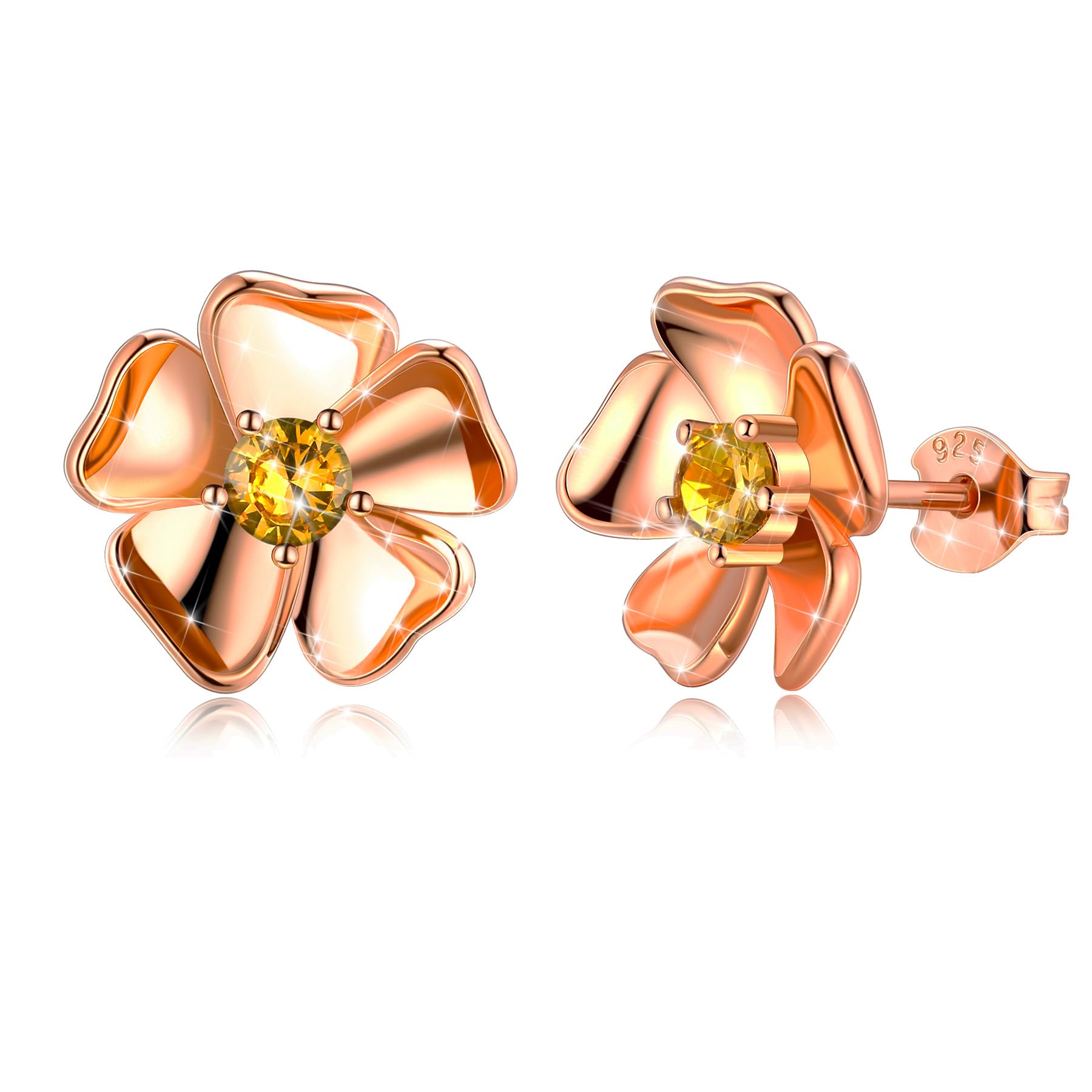 14K Gold Rose Flower Sterling Silver Stud Earrings For Women Dainty Rose Gold Pearl Earrings Hypoallergenic Earrings Cute Studs For Her Nickel Free