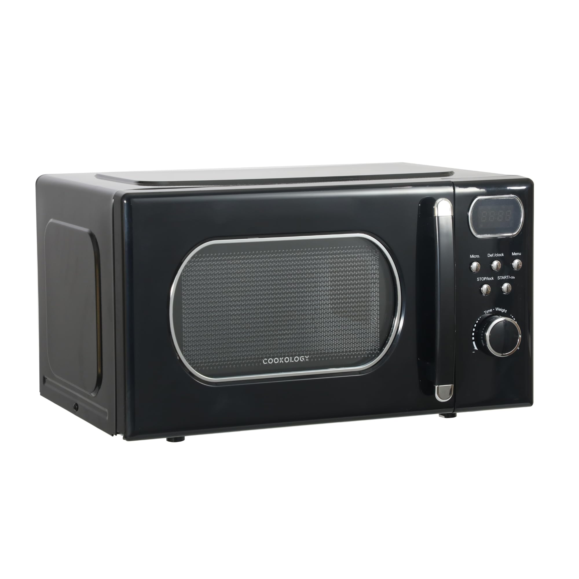 Cookology 20L Freestanding Retro Microwave 800W with 25.5cm Turntable - 8 Auto Cooking Programs - 5 Power Levels - Defrost Setting - Easy-Clean - Black