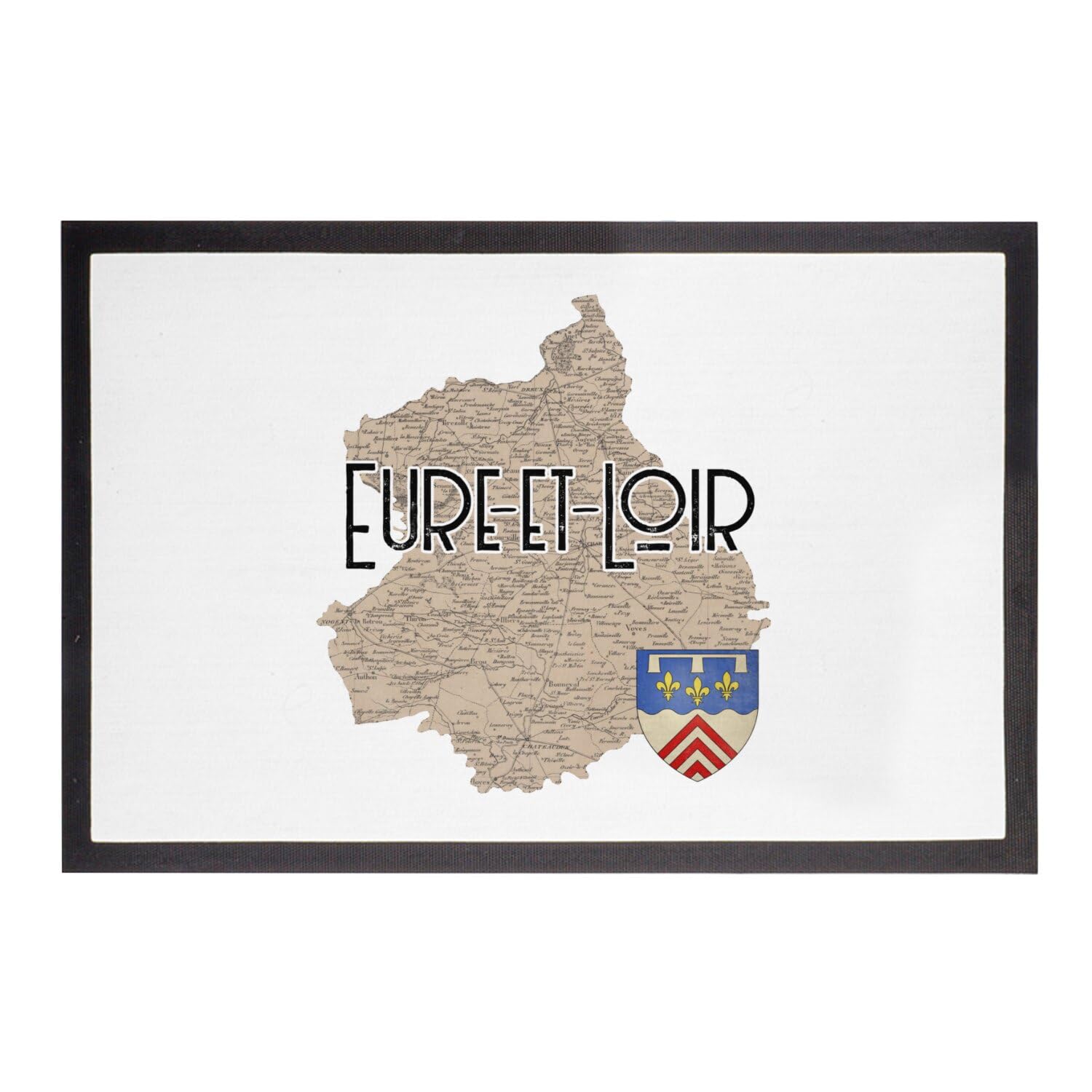 Tapis Entrée Carte Ancienne Chartres Paillasson Blanc Cadeau Crémaillère 28