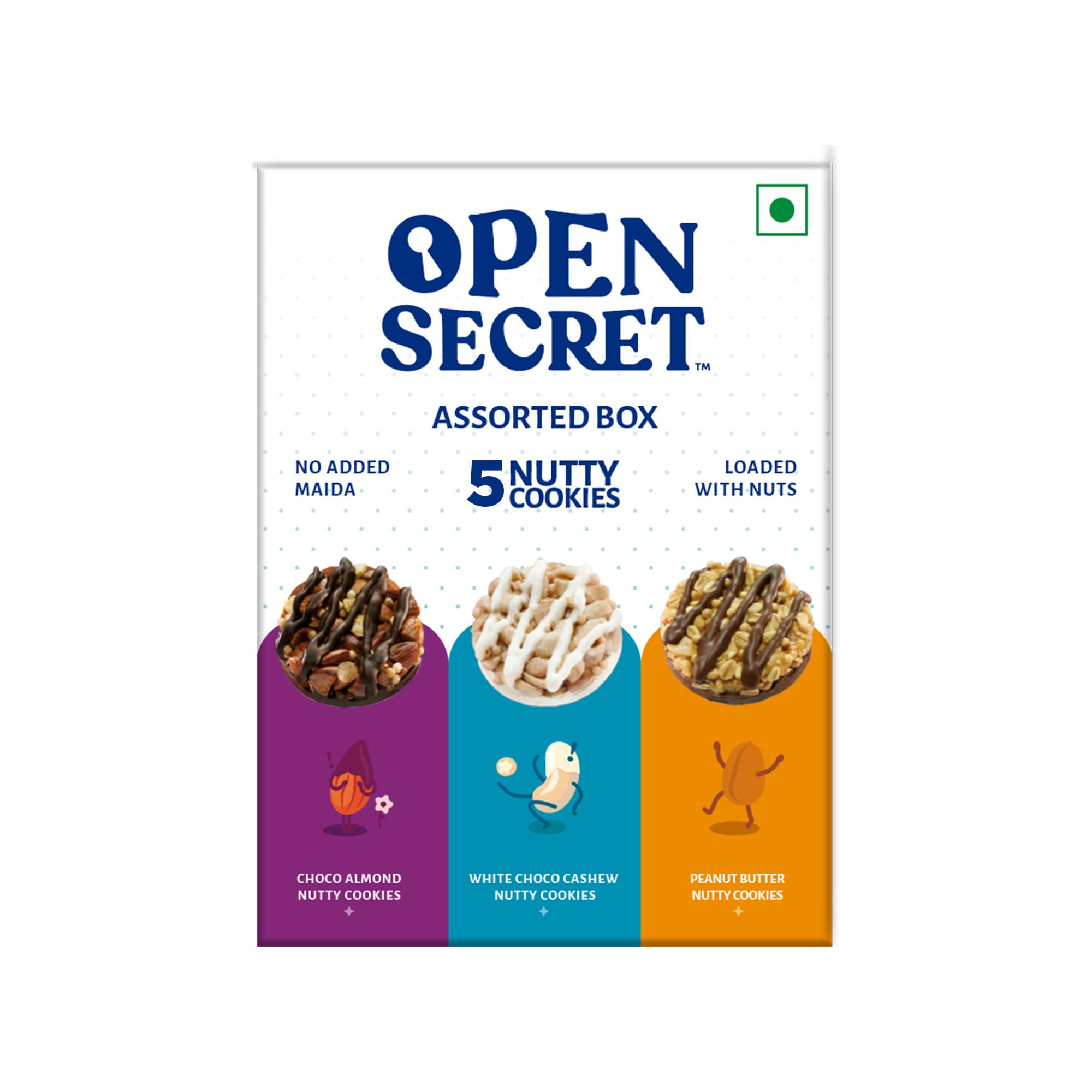Open Secret Multi Flavor Story Box | 1 Assorted Story Box With Choco Almond, White Choco Cashew & Peanut Butter Nutty Cookies|No Added Maida| Family Snacks Biscuit | 6 Cookies Per Box, 75 Gram-image-19