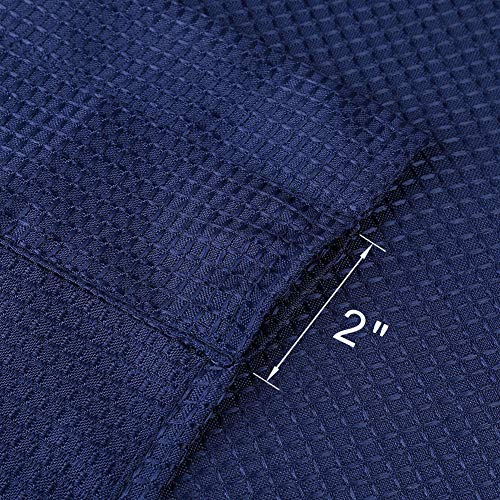 Nanan Kitchen Cafe Curtains,Waffle Weave Textured Tailored Short Curtains For Bathroom Waterproof Window Covering Tier Curtains - 30" X 24", Navy Blue, Set Of 2 #TOP5