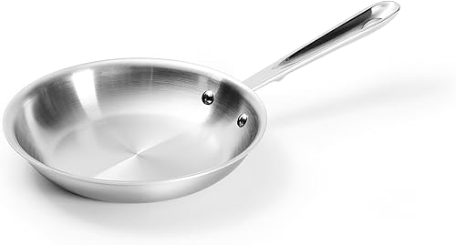 All-Clad BD55108, artículos de cocina/sartén de acero inoxidable bruñido, 5 capas adheridas, apta para lavavajillas, 8 pulgadas, color plateado,