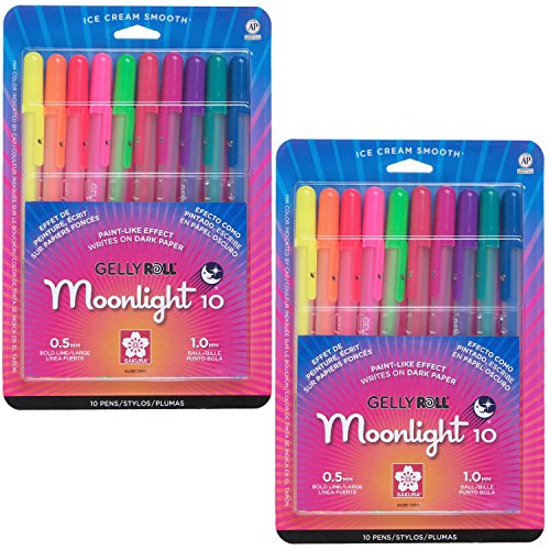 Sakura 38176 10-Piece Gelly Roll Assorted Colors Blister Card Moonlight 10 Bold Point Gel Ink Pen Set (2-PACKS)
