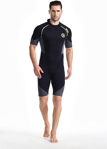 Miniatura 3 de ZCCO Trajes cortos de neopreno para hombre de 0.069 pulgadas con cremallera trasera, manga corta para buceo, pesca submarina, esnórquel, surf