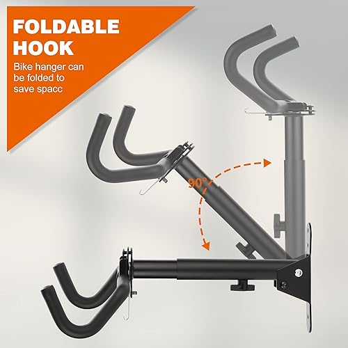 Miniatura 4 de Auwey Soporte de pared para bicicleta, soporte de pared para bicicleta, gancho de pared para bicicleta, soporte de almacenamiento de bicicletas para