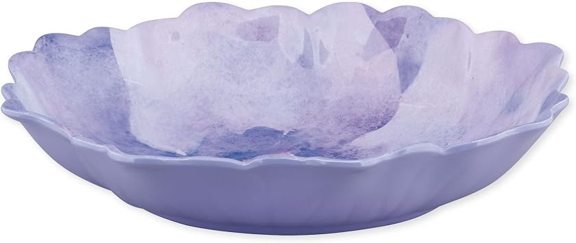 Supreme Housewares Lavender Petal-Shaped Melamine Serving Bowl, BPA-Free Floral Design Bowl for Salad, Fruit, Pasta, or Outdoor Entertaining, Purple, 13 x 11 Inch