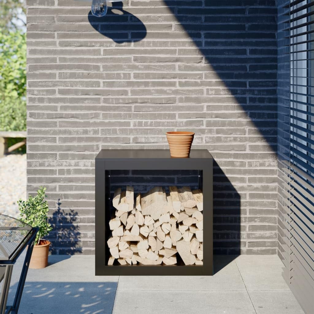 Homgoday Bastidor para leña, negro, 60 x 40 x 60 cm, de acero, decoración para muebles, leña, leña, leña, leña, leñera, apilable, estufa o estante de madera