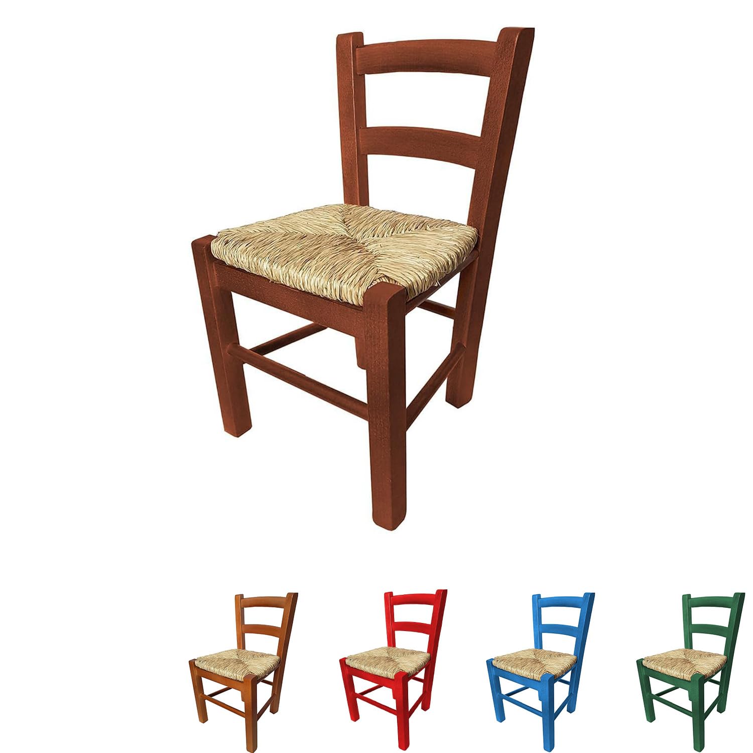 PALUPLUS Sediolina in Legno di Faggio, misura 30x24x52 cm, Seduta in Paglia Intrecciata, Sedia Baby Bassa da Camino, per Cameretta, Cucina -21F (Noce Scuro)