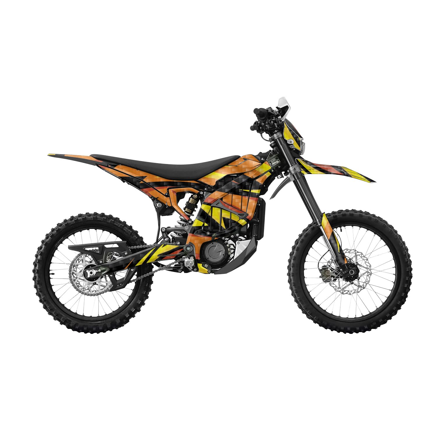 Carbon Fiber Surron Ultra Bee Graphics Kit Wrap - Tribal Orange - Sur-Ron Skin - Premium 3M Vinyl Protective Wrap Decal Cover - Easy to Apply | Crafted in The USA by MightySkins
