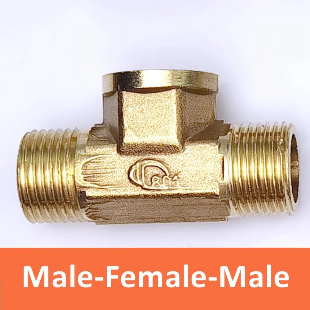 Pneumatic Brass Fitting Male/Female Threaded Copper Adapter - 1/8", 1/4", 3/8", 1/2" - Straight Barb Connector Plumbing Pneumatic Applications(Male-f-m,1/4")