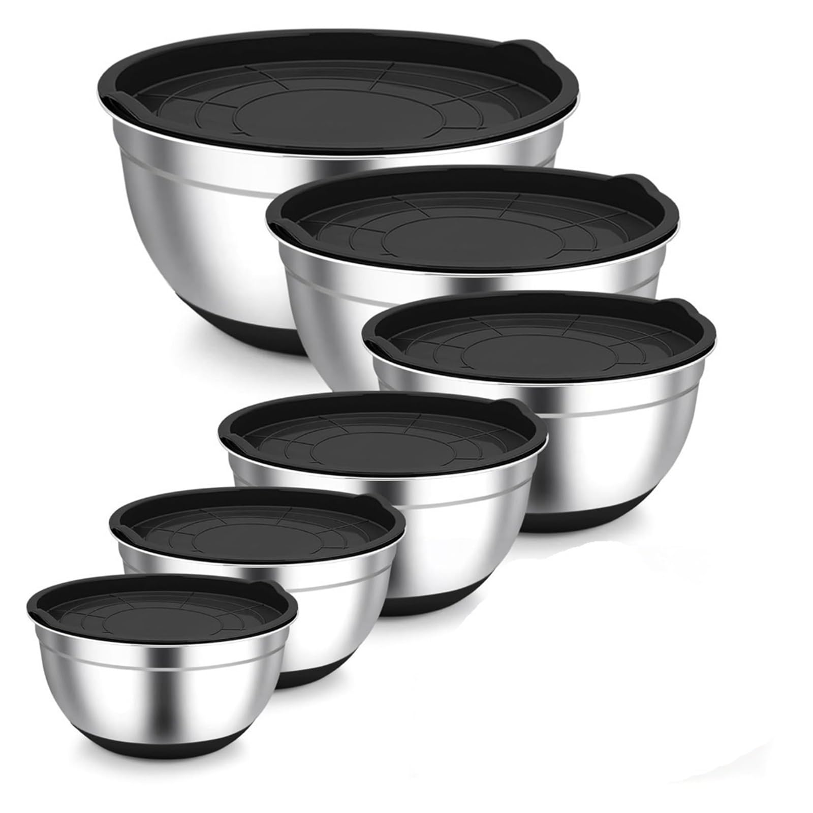 Edelstahl-Rührschüssel mit Deckel, rutschfest(28 cm black)