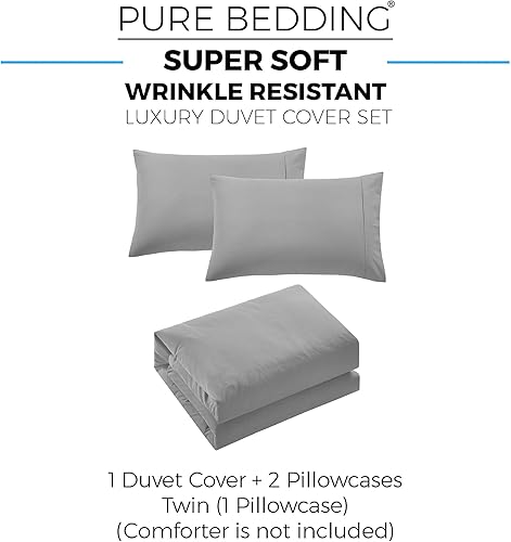 Miniatura 6 de Funda de edredón Queen 3 piezas, gris claro - 1 protector de edredón con solapa de cremallera y 2 fundas de almohada - Hotel Luxury 1800 microfibra