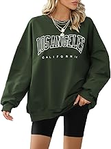 Xnova Sweatshirts Femme Y2K Los Angeles Lettre Imprimé Original Sweat-Shirt Manche Longue Col Rond Lâche Vintage Décontracté Pulls Femme Streetwear