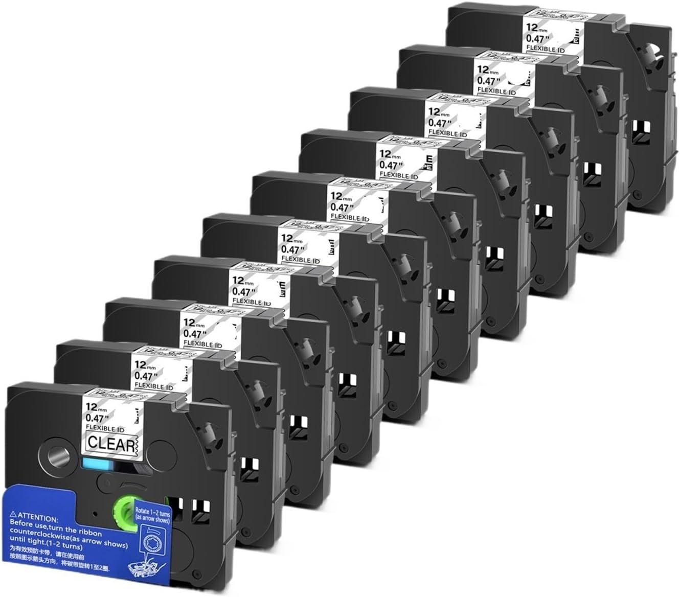 5/10PK 231 12mm Label Tape Compatible for Brother Tze-231 Tze231 221 241 335 for P-Touch PTH110 Printer(Mixed Colors-5PK,24mm)