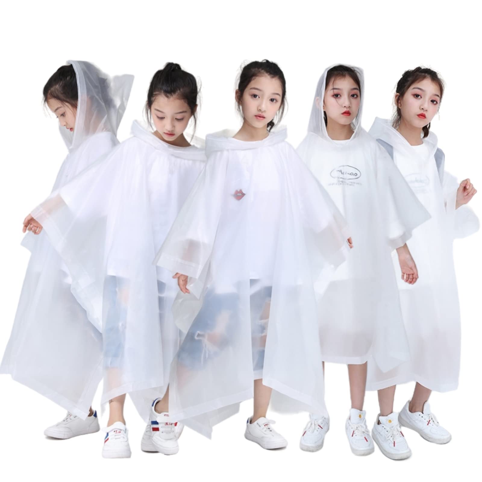 Rain Poncho for Youth Big Kids - 2 Pack EVA Reusable Waterproof Raincoat Rain Coat Gear for Boys Girls Teen Disney
