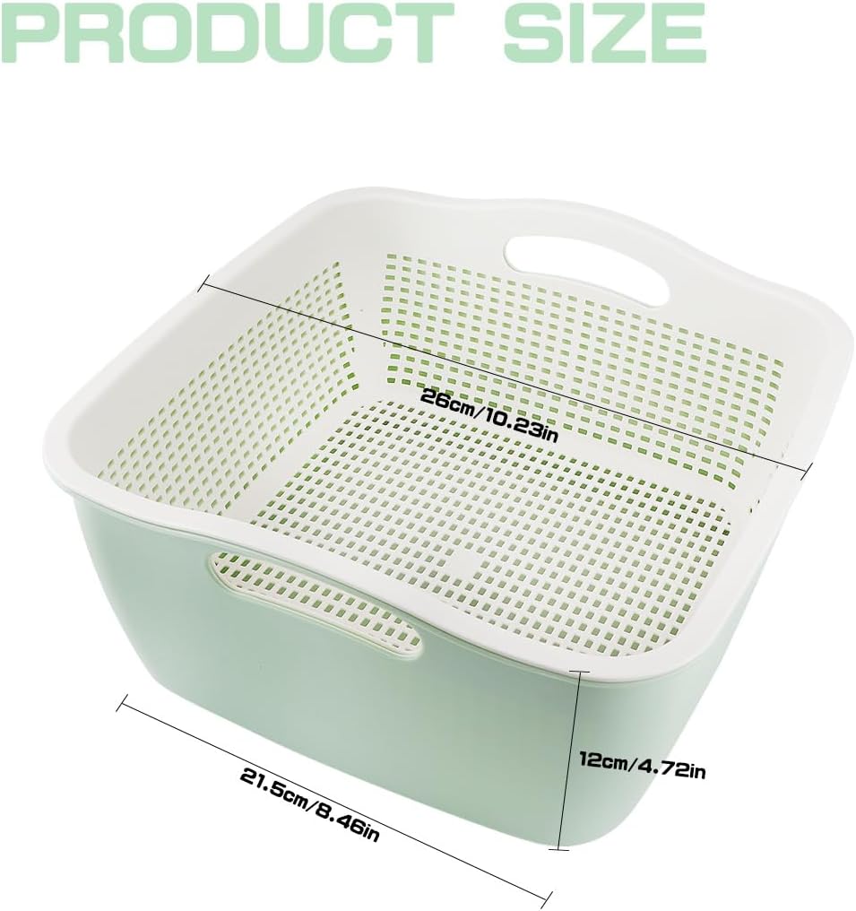 1 Pcs Green Double-Layer Draining Basket - Multi-Purpose Plastic Basket Stackable Wash Drain Basket for Kitchen Washing Fruits and Vegetables