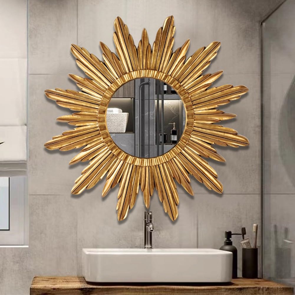 Amazon.com: Antique Gold Round Decorative Mirror, Large Sunburst