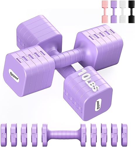 Miniatura 13 de Juego de mancuernas ajustables de 16 libras y 20 libras, juego de mancuernas para mujeres y hombres, pesas de mano, par de mancuernas para