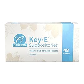Carlson - Key-E Suppositories, 30 IU (20 mg) Vitamin E Suppository, Moisturizes & Nourishes, for Women and Men, 48 Count