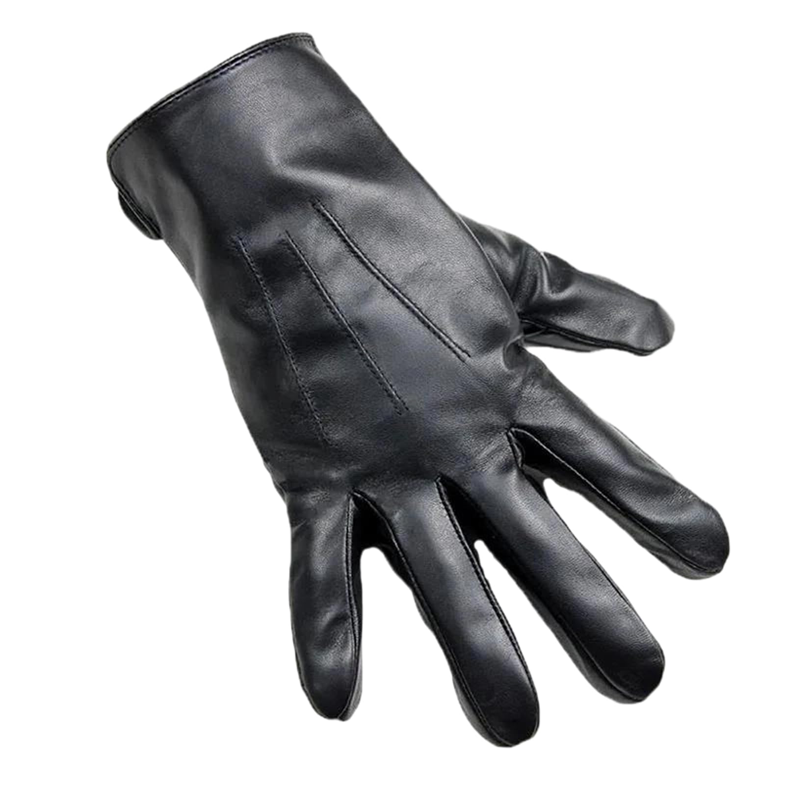 Guantes de piel de oveja auténtica negra para hombre, con forro polar grueso, cálidos, resistentes al viento, para montar en motocicleta