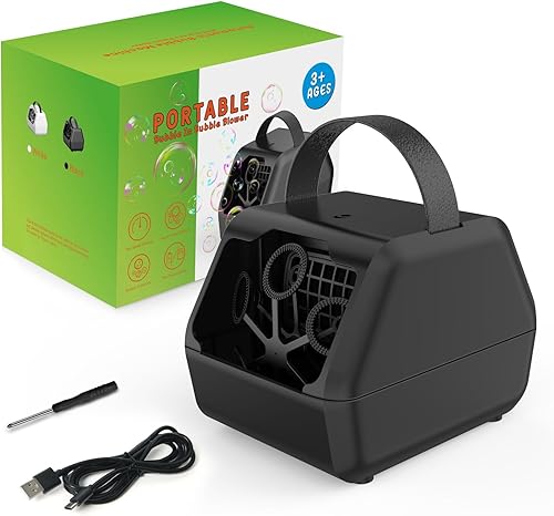 Miniatura 8 de Máquina automática de burbujas para niños, soplador de burbujas portátil de 13.5 fl oz, súper tanque, burbujas en burbujas, más de 8000 burbujas por