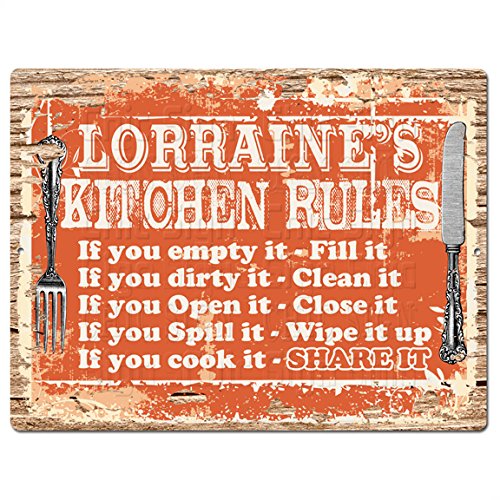 LORRAINE'S KITCHEN RULES Tin Chic Sign Vintage Look Retro Rustic 9"x 12" Metal Plate Store Home Kitchen Funny Decor Gift Ideas