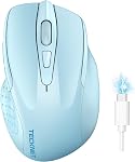 TECKNET Bluetooth Mouse, Rechargeable Bluetooth (BT5.0/3.0 & 2.4G) Wireless Mouse, Silent Computer Mouse with USB Receiver, 4800DPI Ergonomic Portable Mouse 6 Buttons for PC, Mac, Laptop