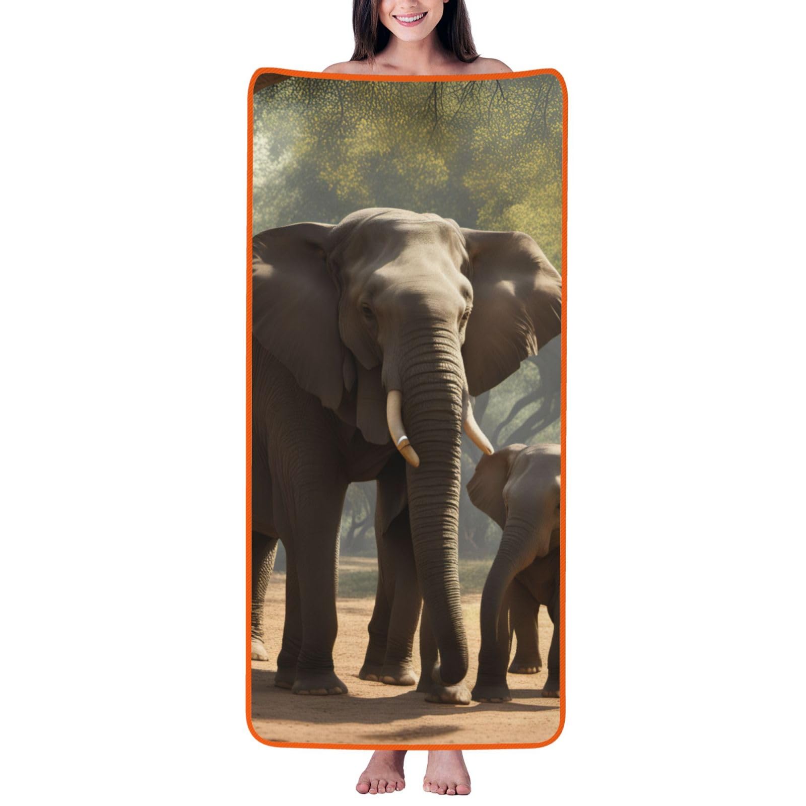 KPXXAQT Elephant Print Coral Velvet Bath Towel Soft Absorbent Towels Home Vacation Or Summer Gifting
