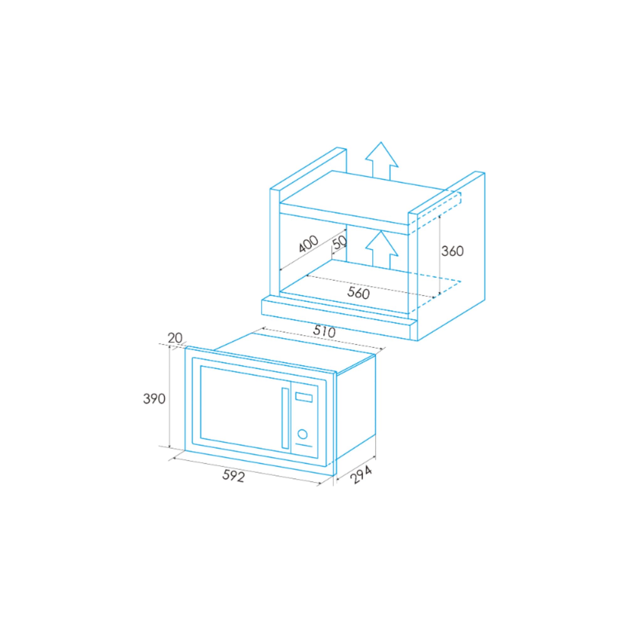 Edesa EMW-2020-IG X Einbau-Mikrowelle (integriert, Grillmikrowelle, 20 l, 700 W, Drehknöpfe, Edelstahl)