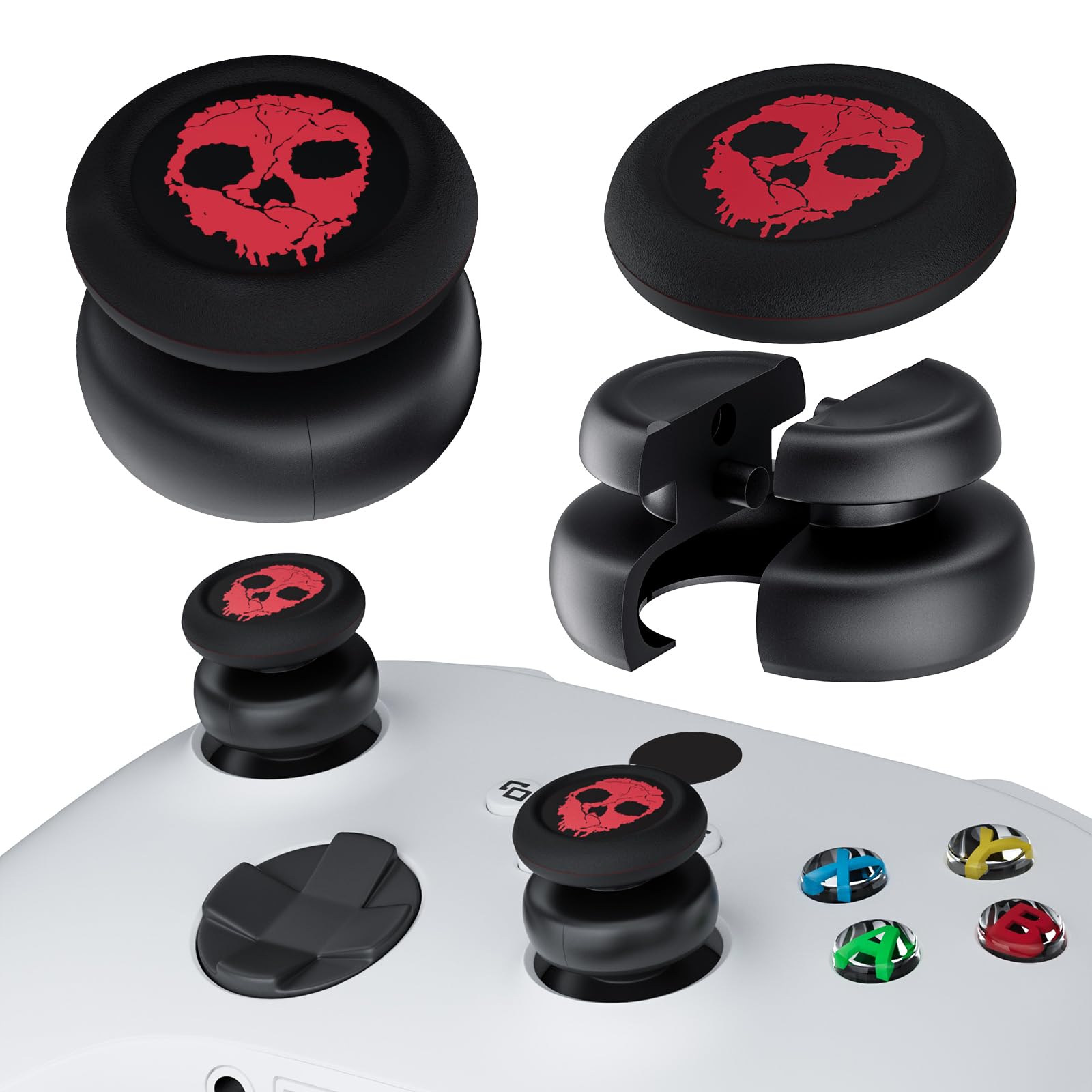 Extensor de pulgar que no se cae y funda de agarre de silicona, 2 juegos para Xbox Series X/S y Xbox One S/X (rojo fantasma)