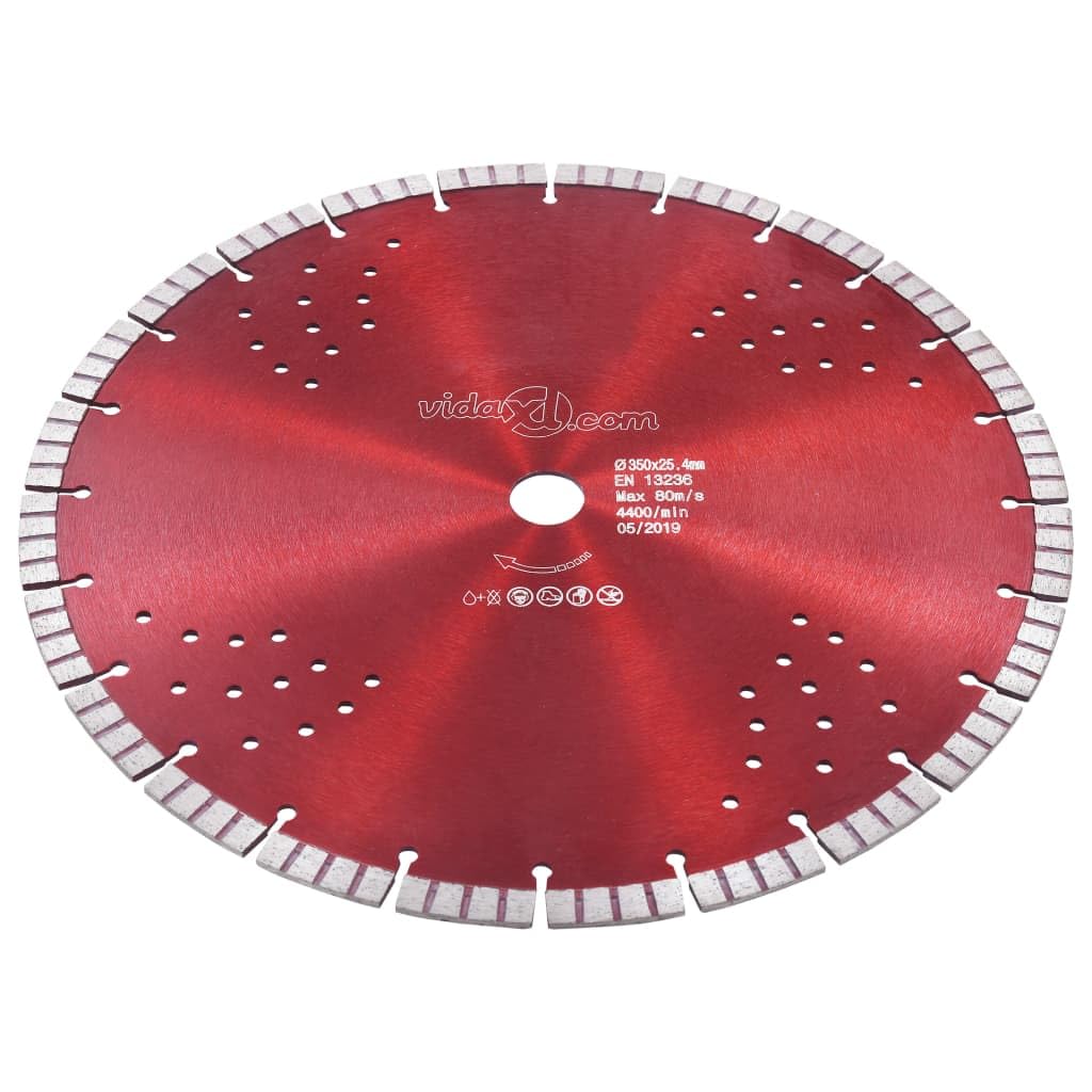 Disco da taglio diamantato, 350 mm x 25,4 mm, turbo segmento, lama diamantata per cemento, granito, mattoni, taglio a umido e a secco, disco da taglio professionale per smerigliatrice angolare