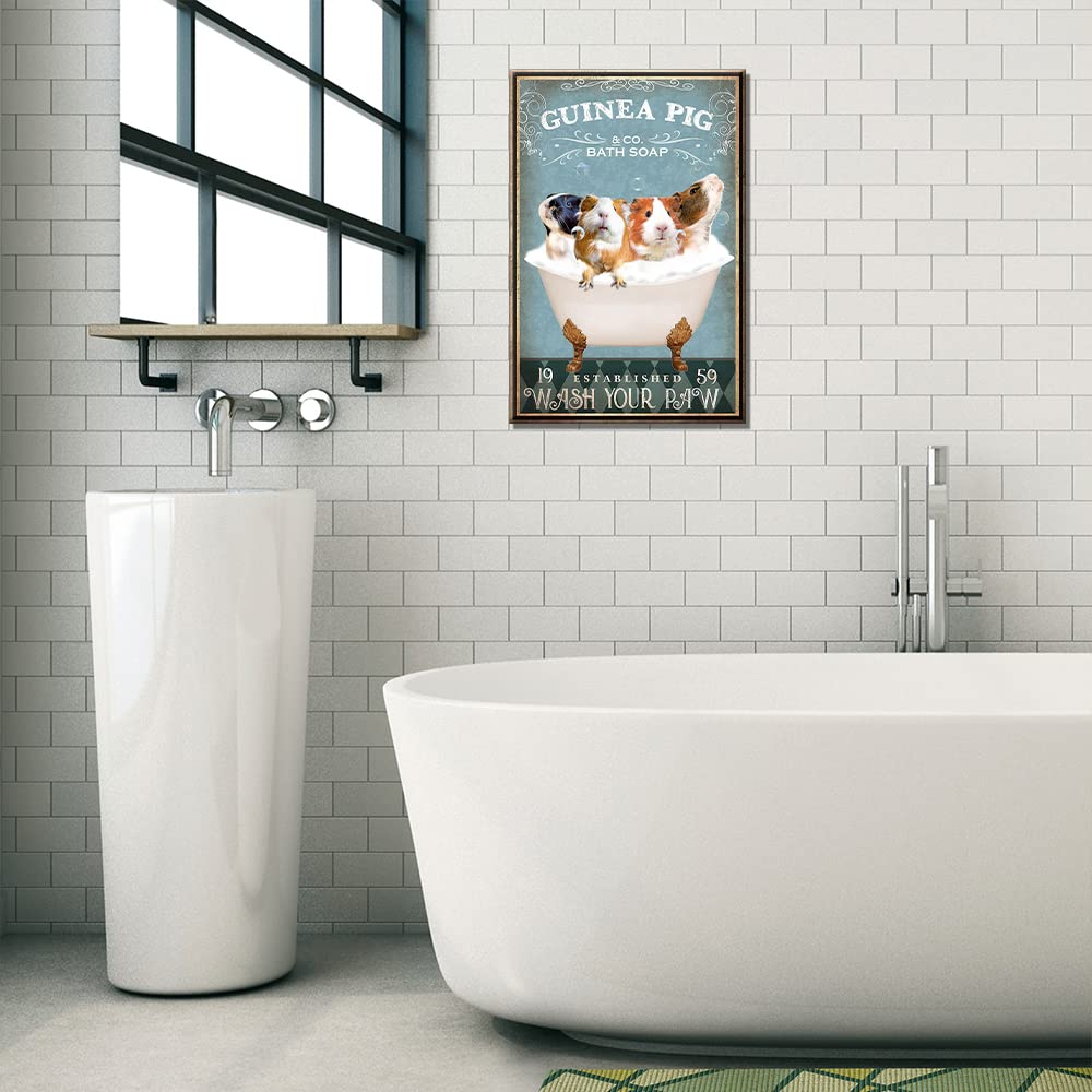 Pig Poster Canvas Wall Art Guinea Pig Lovers Gifts Guinea Pig Canvas Wall Art Print for Living Room Bedroom Bathroom Room Office Wall Decor Stretched and Framed Ready to Hang - Image 4