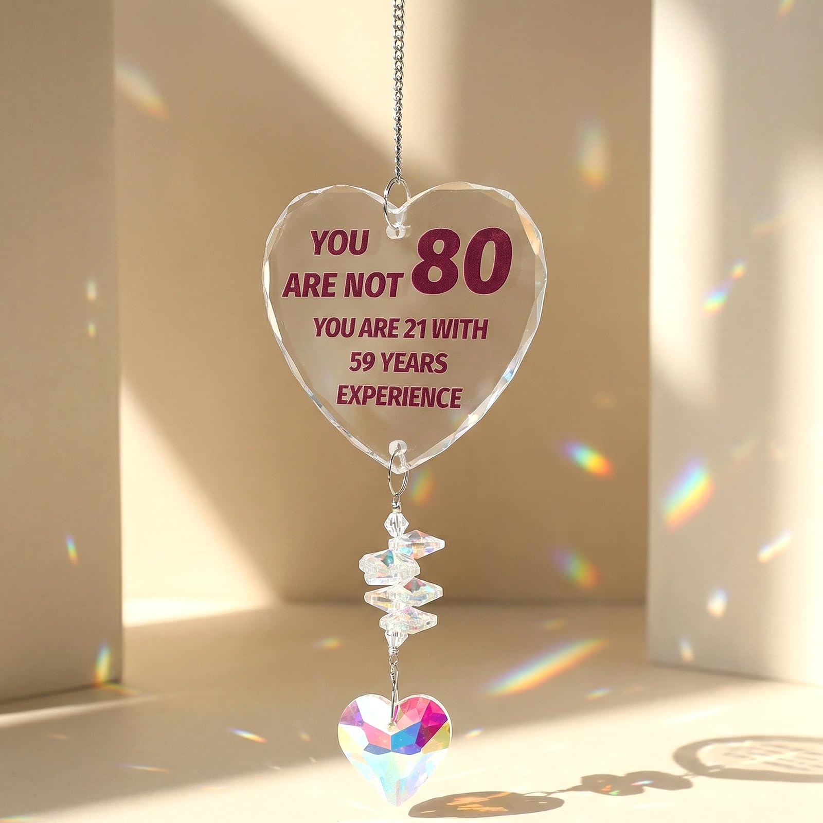 80th Birthday Gifts for Men, 80th Birthday Gifts for Women，Funny Crystal Suncatcher, Unique Crystal, Sister Friend Bestie Son Nan Grandad mum Girlfriend Boyfriend Dad Husband Wife
