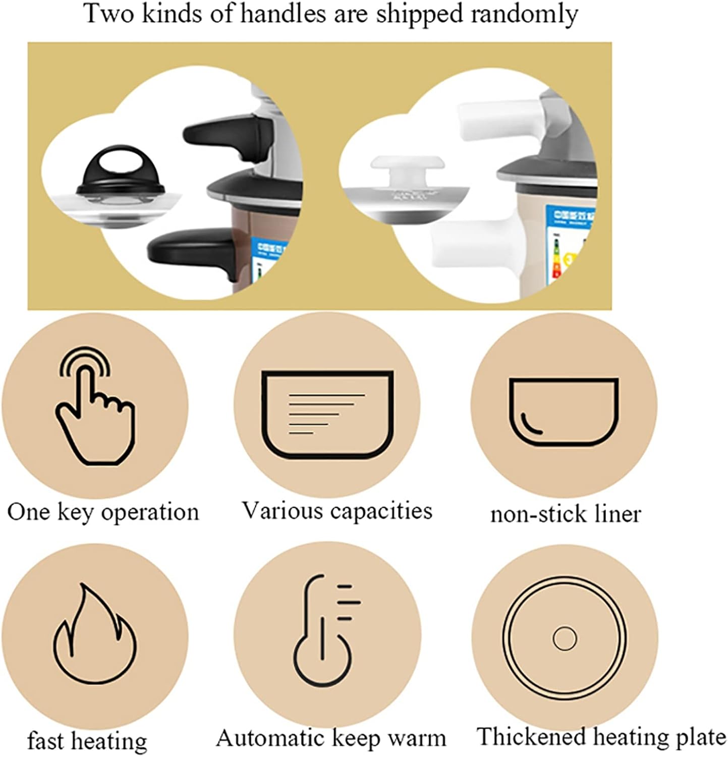Rice Cooker, 2L/3L/4L/5L/6L, household, smart insulation, with steamer, multifunctional non-stick pot, dormitory mini pot, suitable for 1-8 people (Size : 6L-1000W)